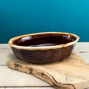 MCCOY Oval Serving Dish Bowl Baker 7070 9"L VTG Boho Brown Drip Glaze